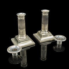 Pair of Antique Candlesticks, English, Silver Plate, Candle Stand, Victorian