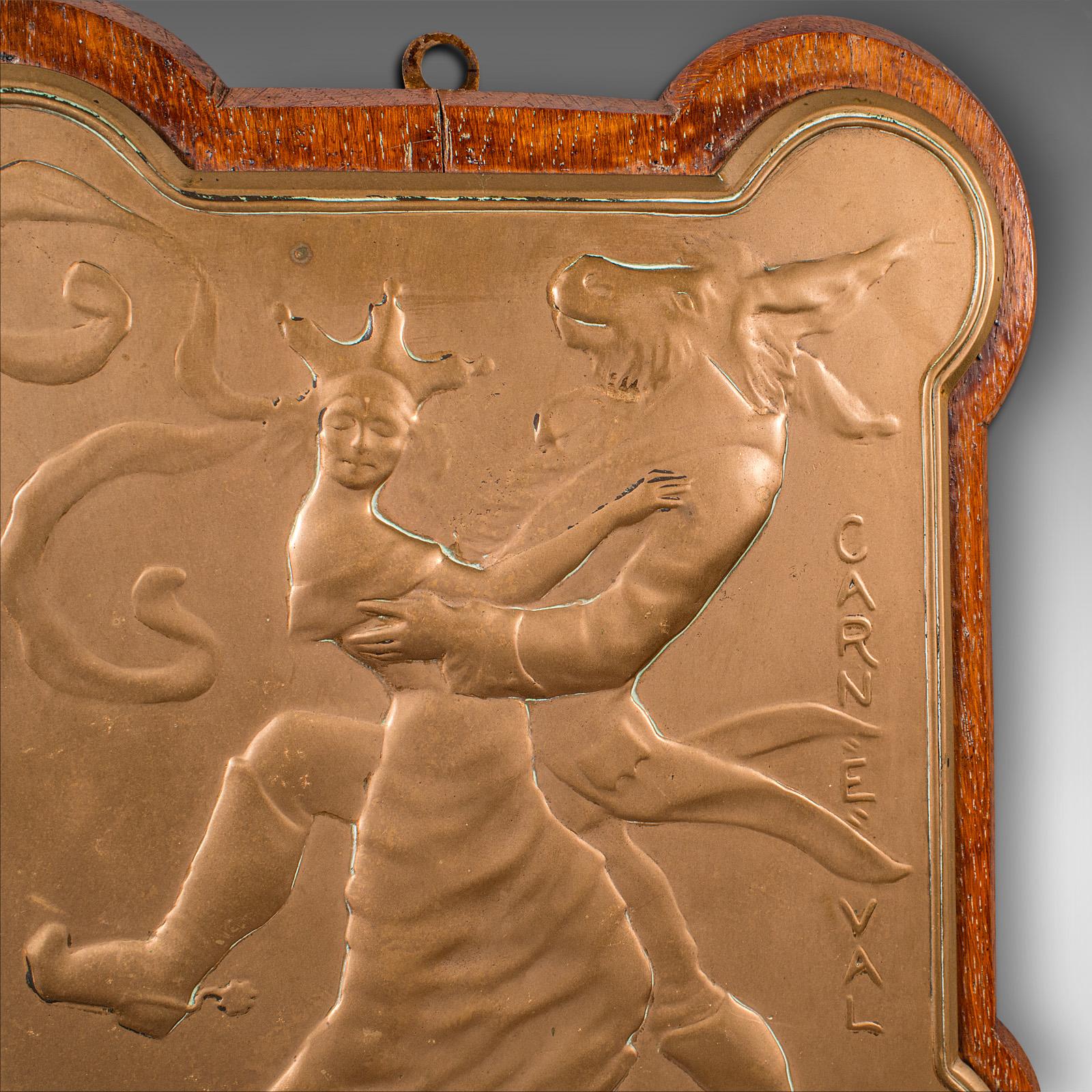 Pair of Antique Carnival Plaques, Venetian, Bronze, Decorative, Victorian, 1900 For Sale 1
