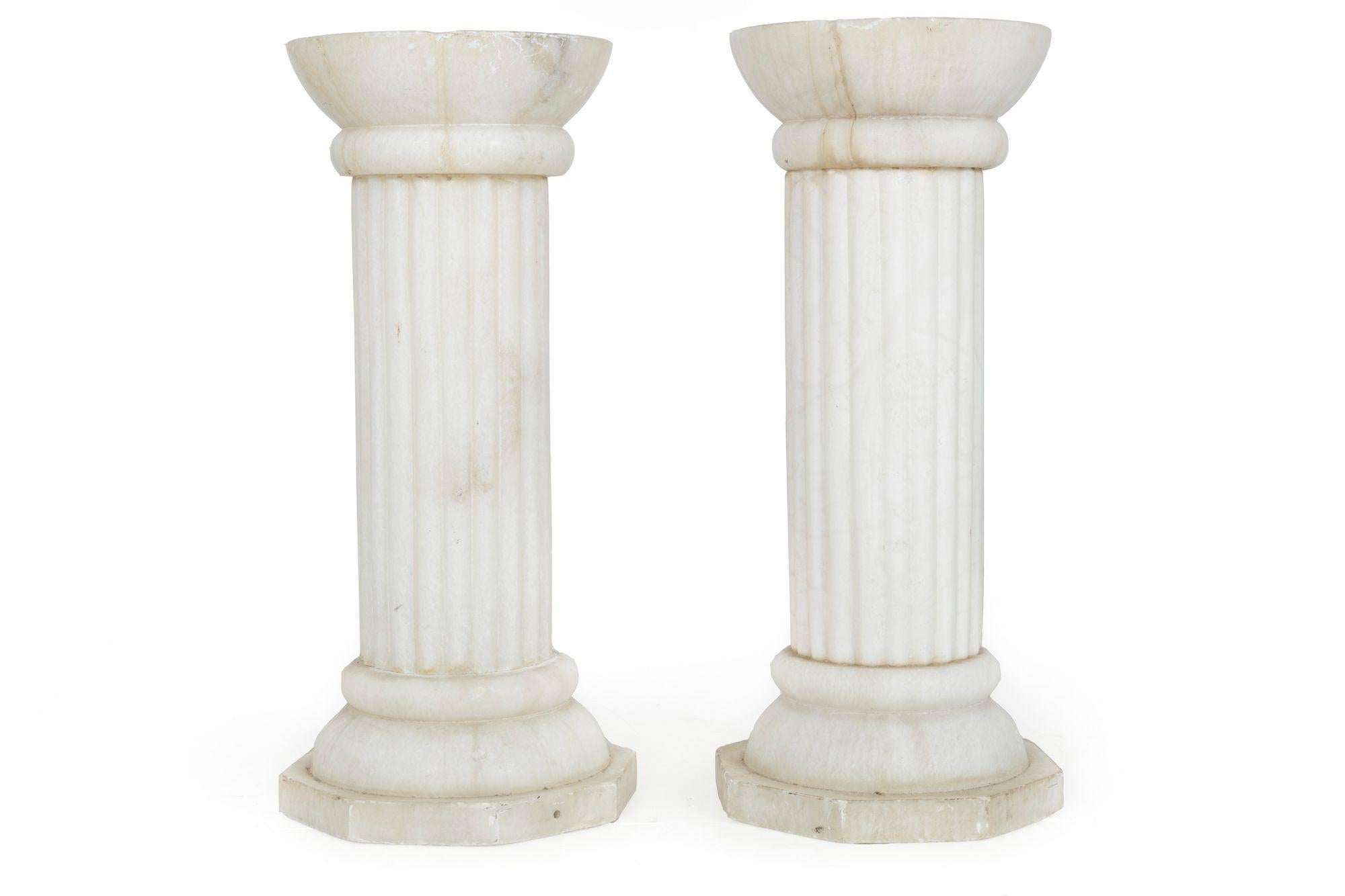 Pair of Antique Carrara Marble Column Pedestals In Good Condition In Shippensburg, PA