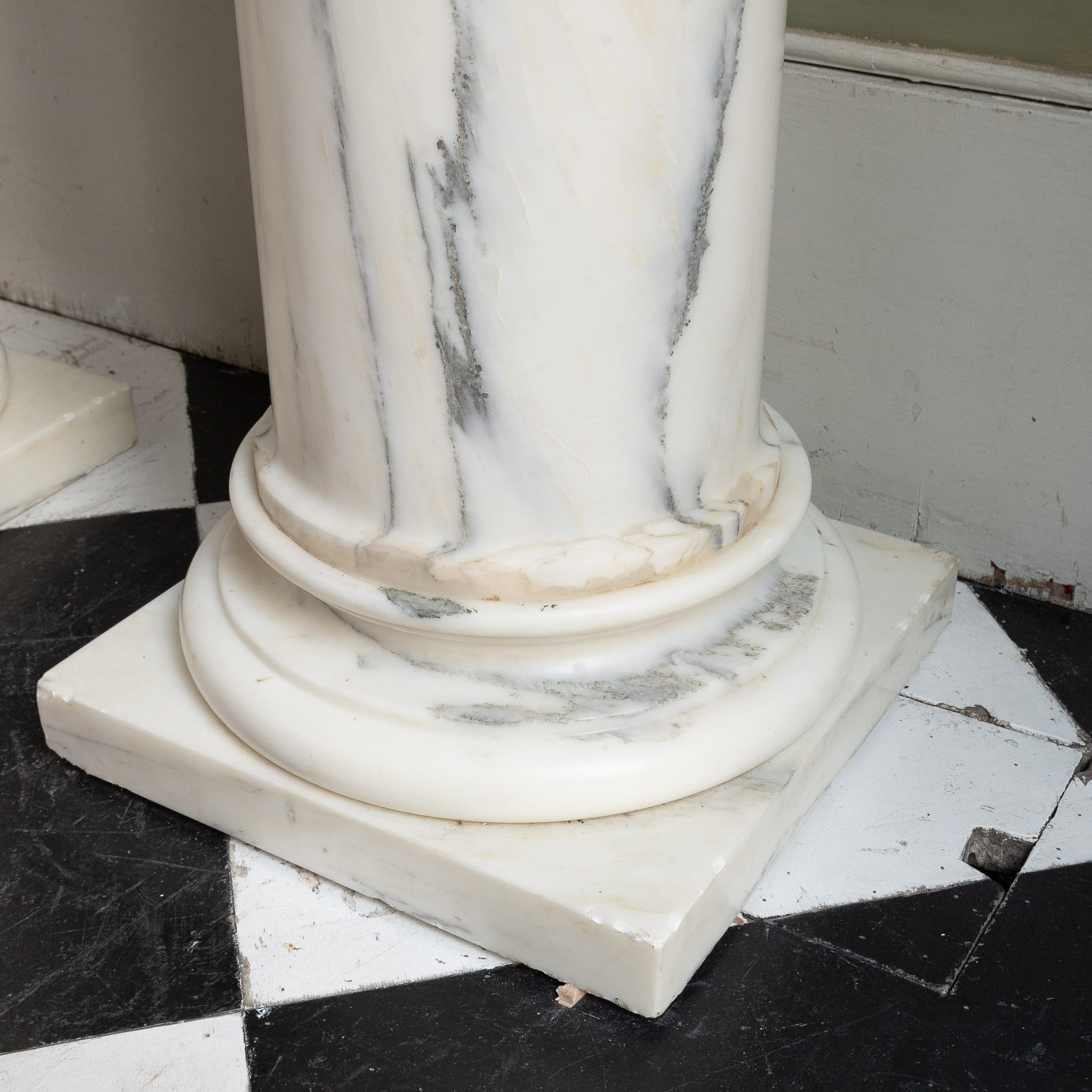 Paar antike Carrara-Marmorskulptur-Sockelkragen mit Sockel 5
