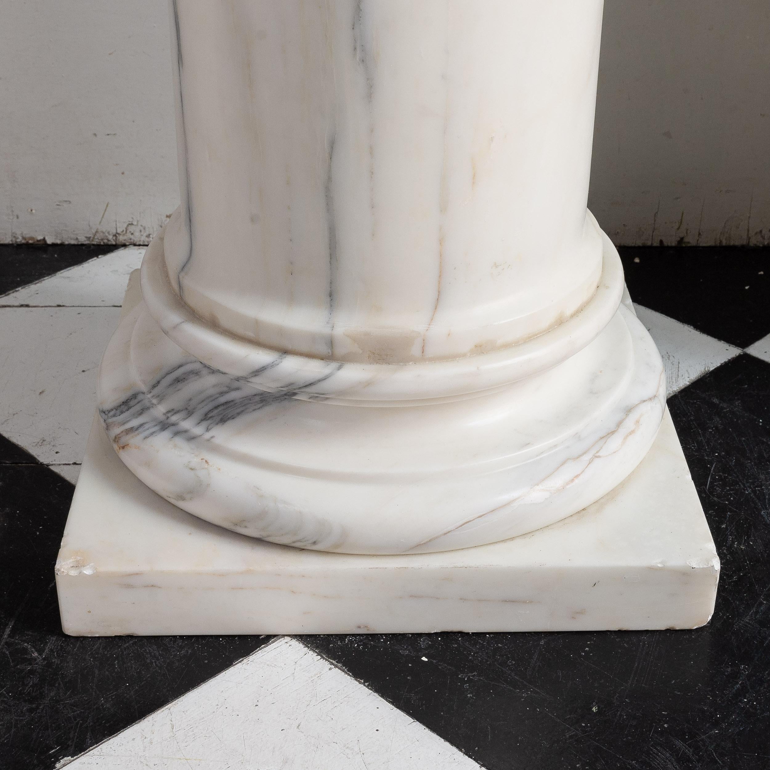 Paar antike Carrara-Marmorskulptur-Sockelkragen mit Sockel 7
