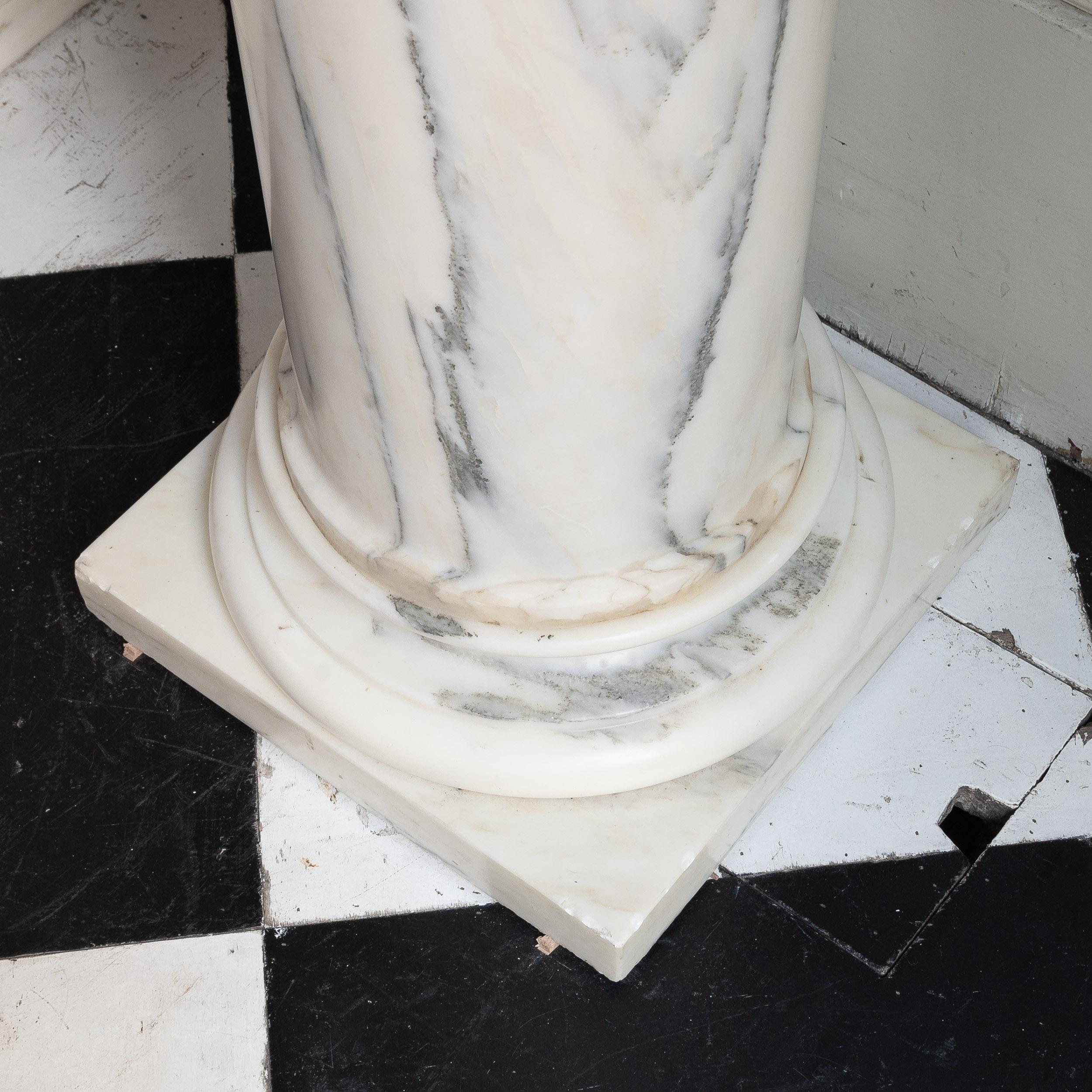 Paar antike Carrara-Marmorskulptur-Sockelkragen mit Sockel 11