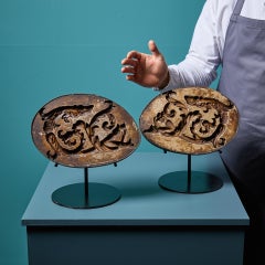 Pareja De Antiguos Moldes De Dragón Tallados Ex. Colección Tucker