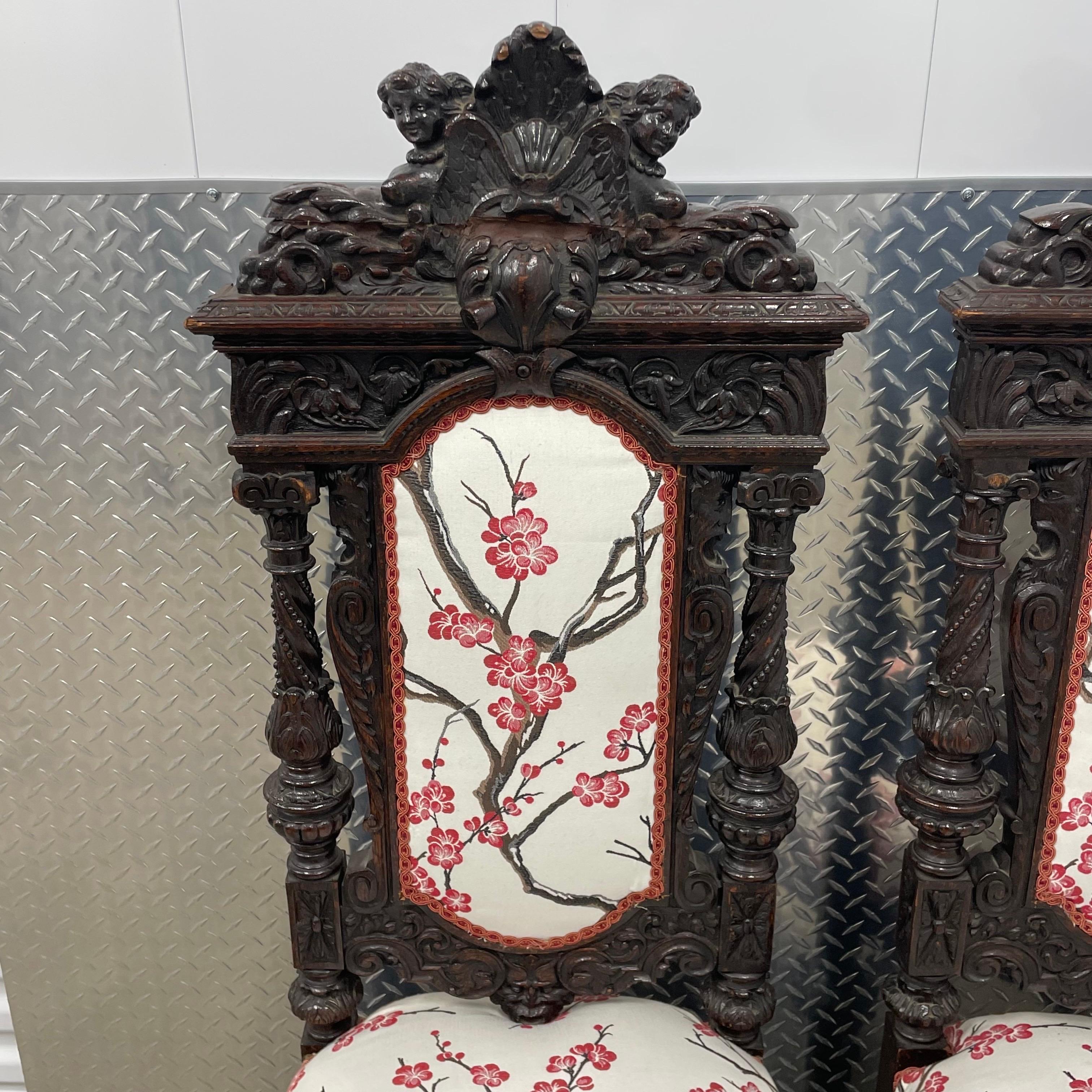 Chippendale chinois Paire de chaises d'appoint anciennes en bois dur sculpté, début du 20e siècle en vente