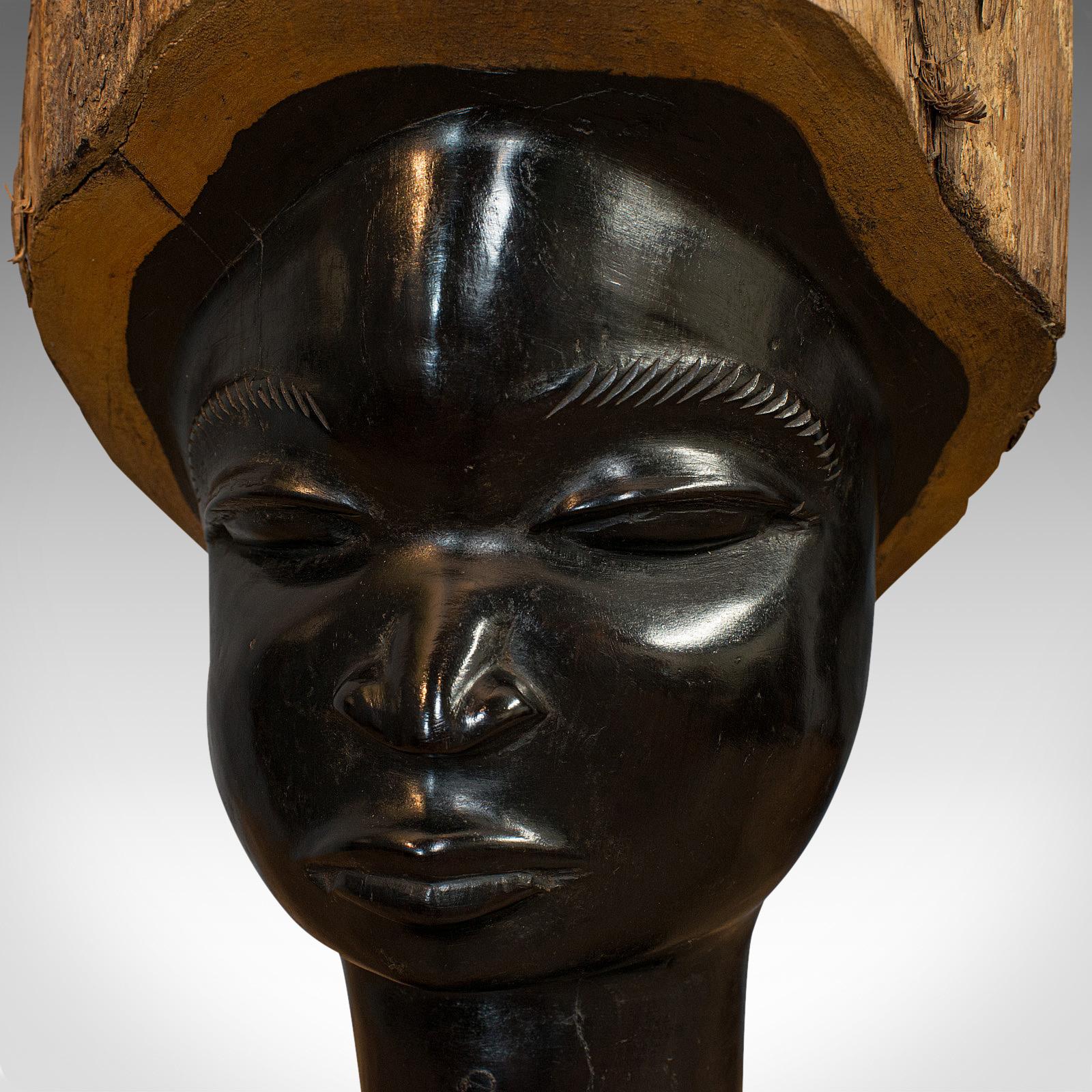 Pair of Antique Carved Heads, African, Ebony, Decorative Statue, Victorian 3