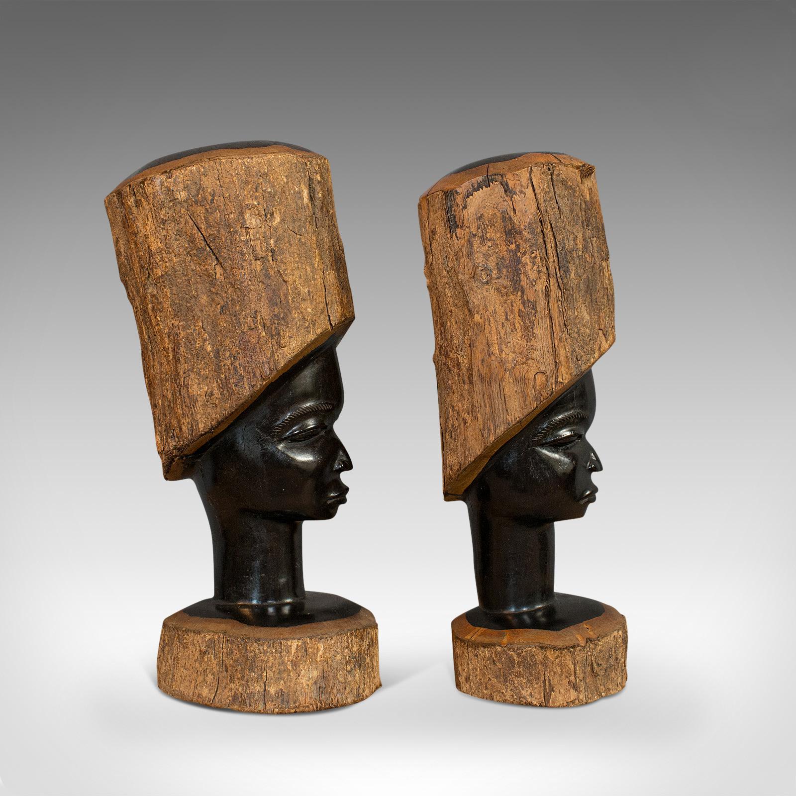 african ebony carved heads