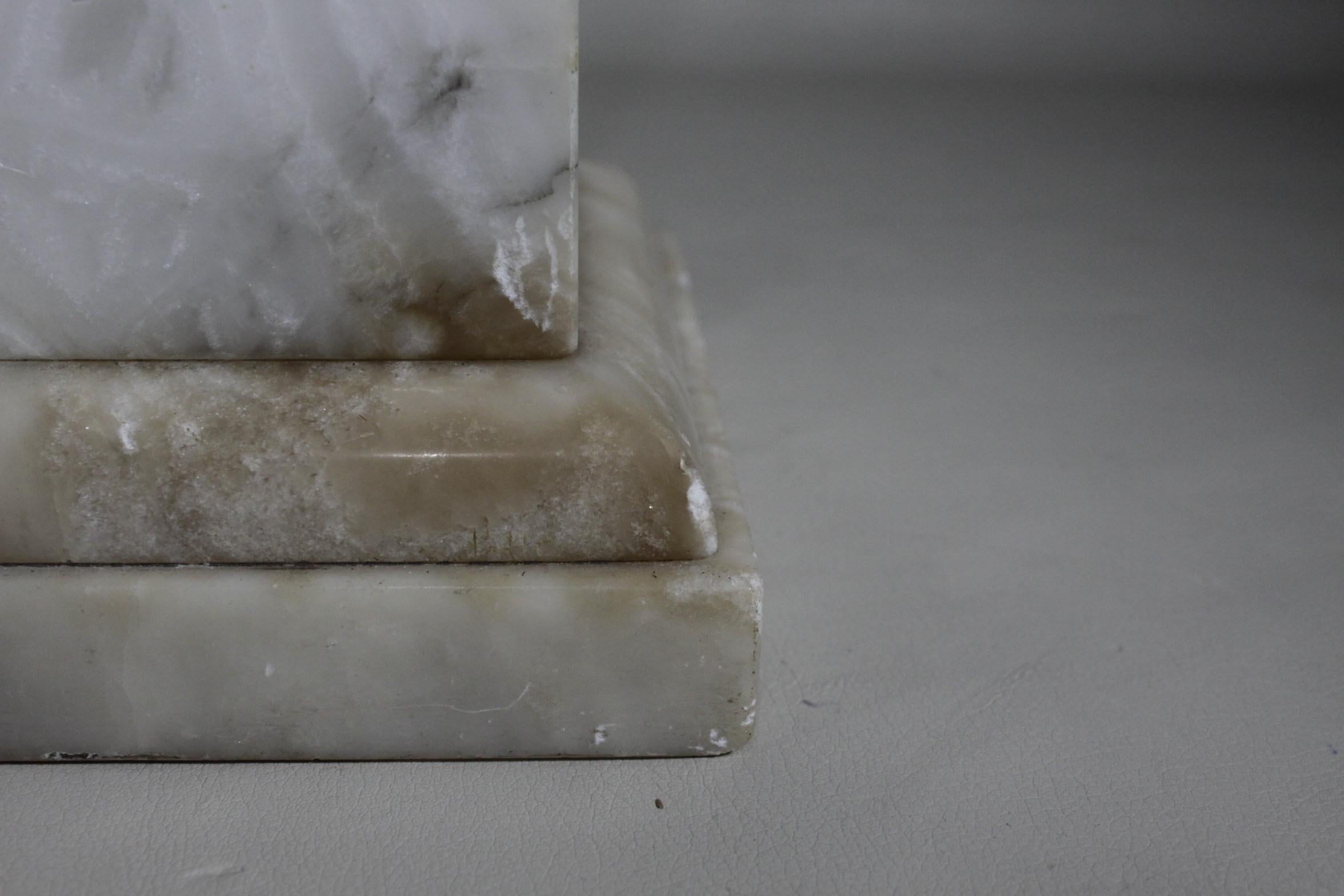 Pair of Antique Carved Alabaster Ionic Column Styled Table Lamp Bases 6