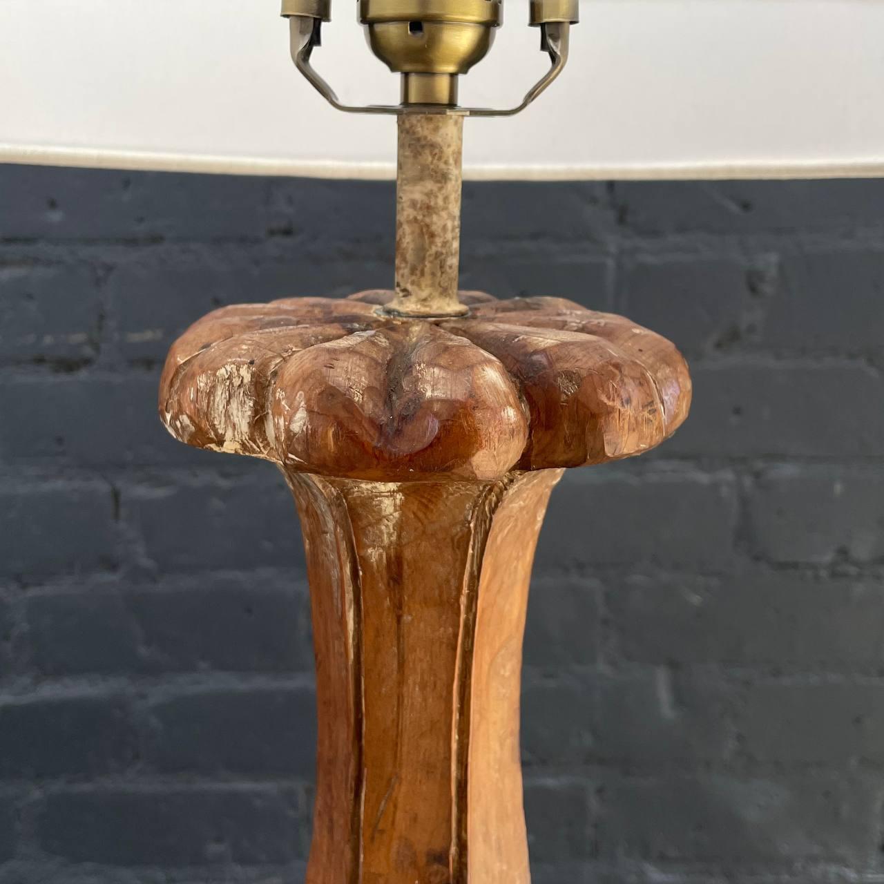 Pair of Antique Carved Italian Table Lamps with a Distressed Paint Finish For Sale 2