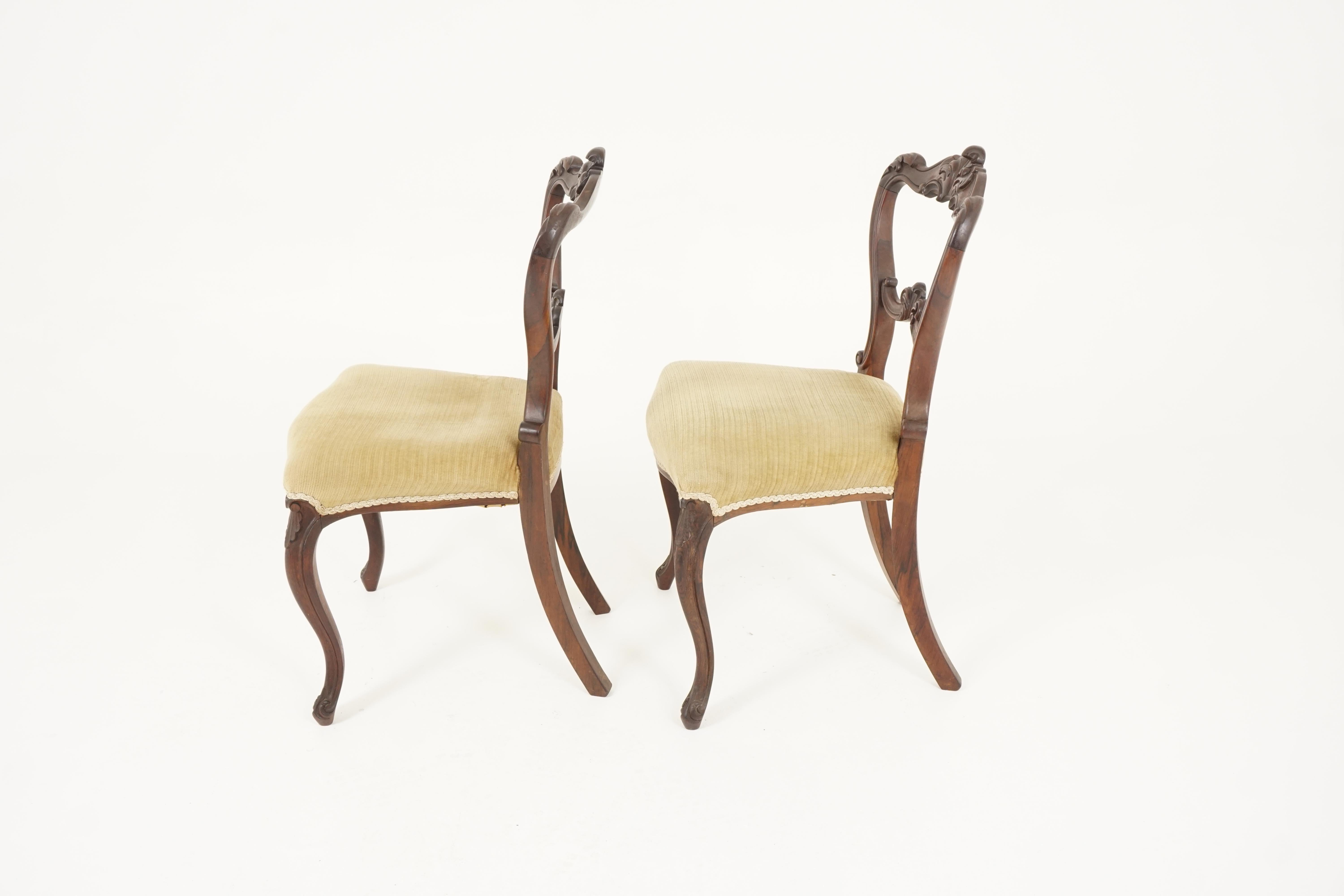 Pair of Antique Carved Walnut Occasional Chairs, Scotland 1870, B2462 In Good Condition In Vancouver, BC