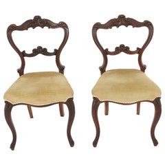 Pair of Antique Carved Walnut Occasional Chairs, Scotland 1870, B2462