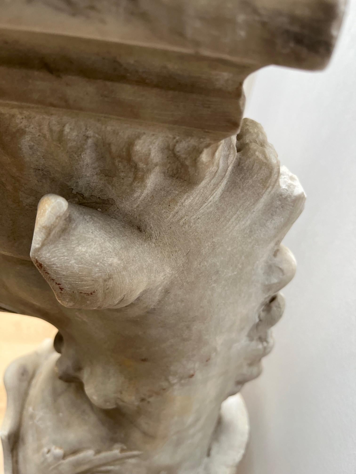 Pair of Antique Carved Marble Gargoyle Pedestals For Sale 3
