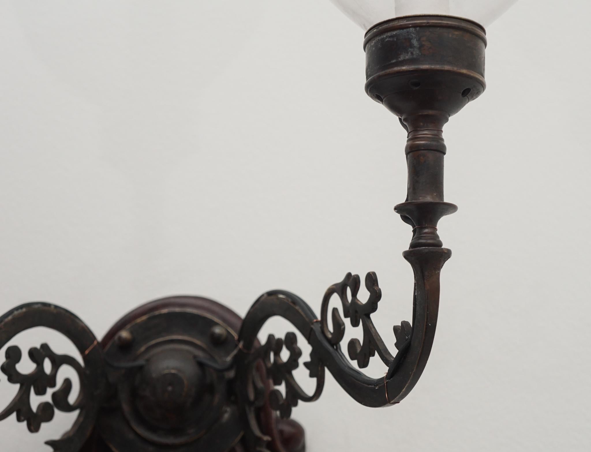 19th Century Pair of Antique Carved Rosewood Wall Sconces  For Sale