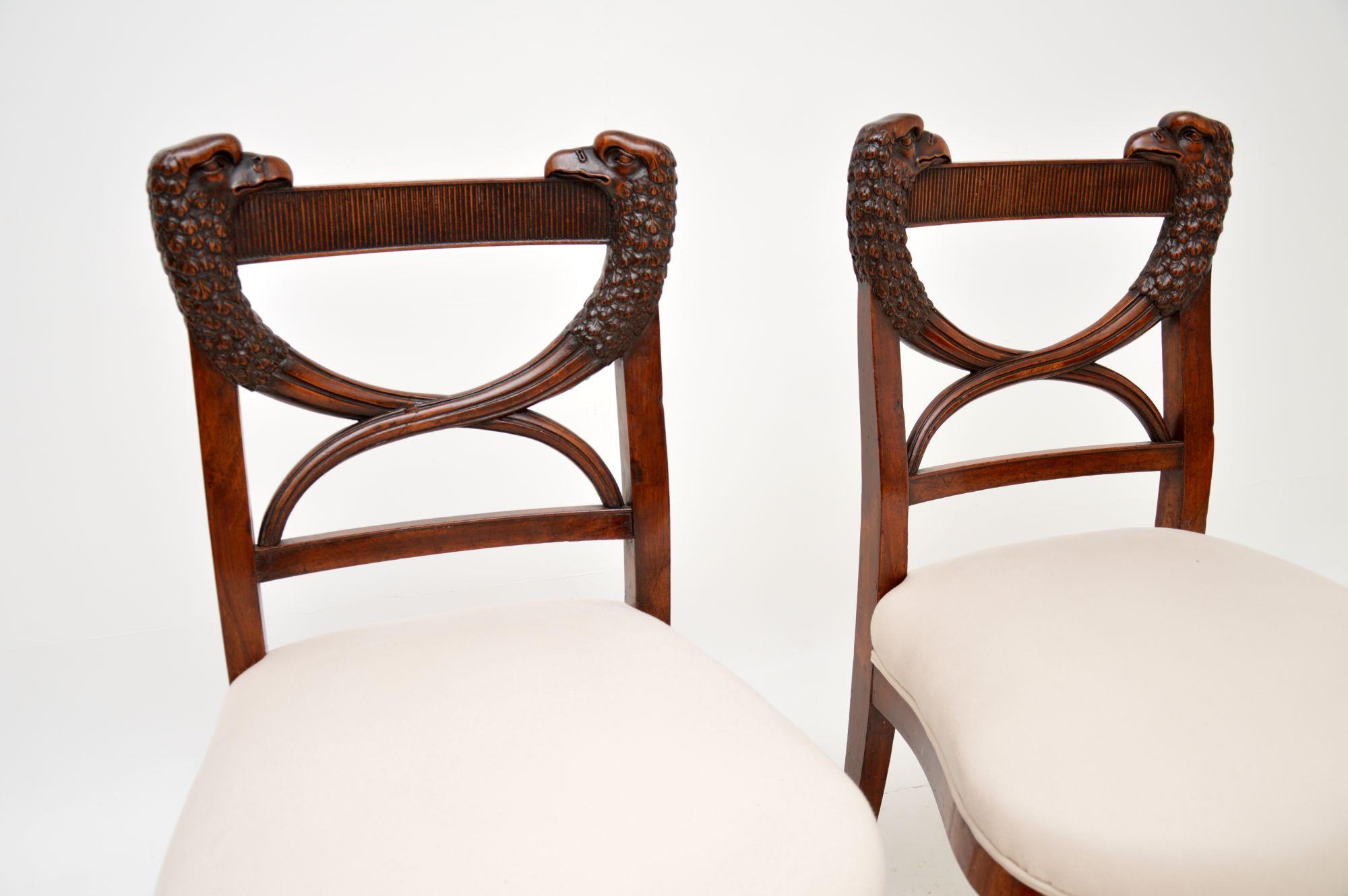18th Century Pair of Antique Regency Carved Side Chairs