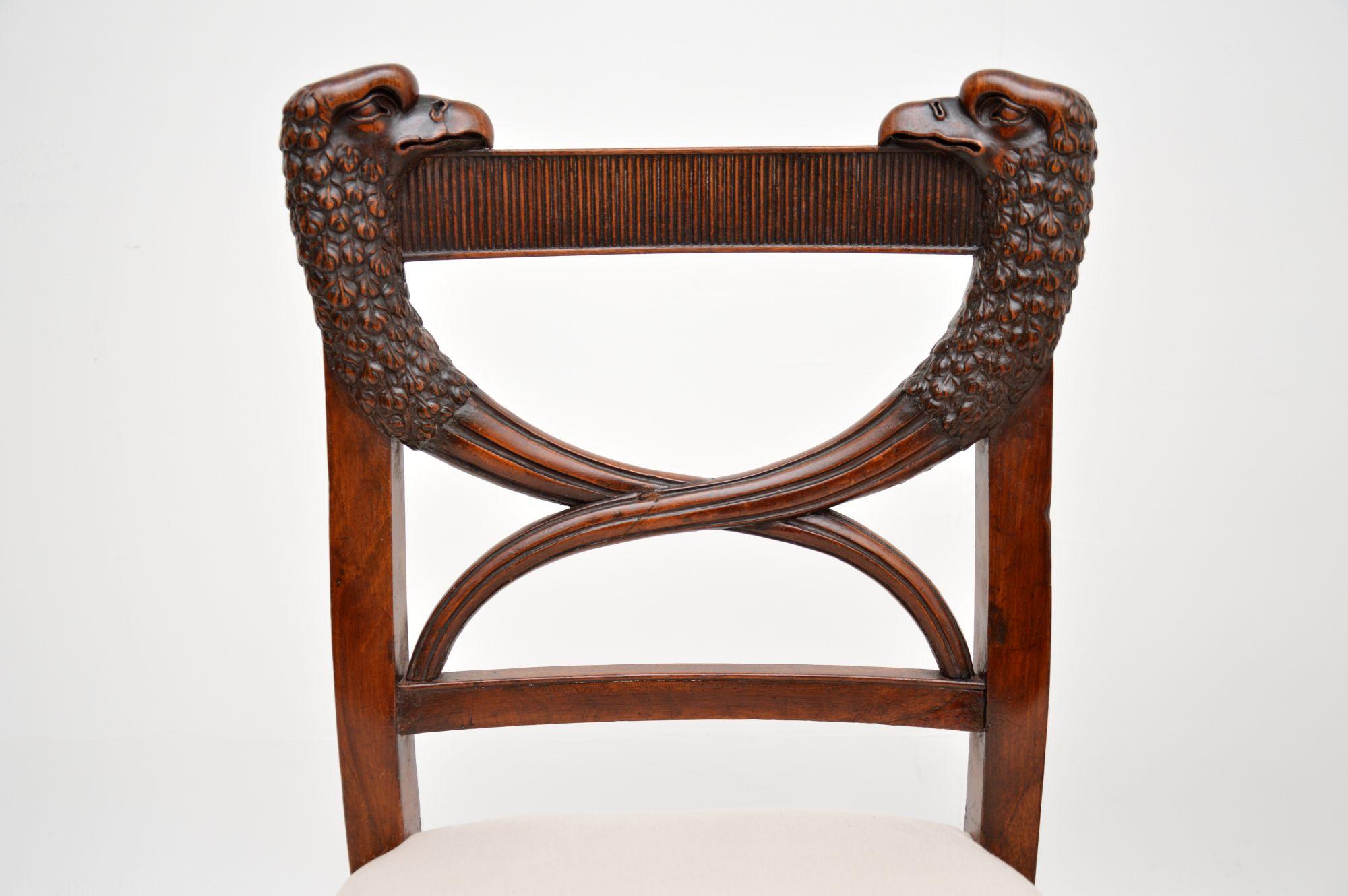 Wood Pair of Antique Regency Carved Side Chairs