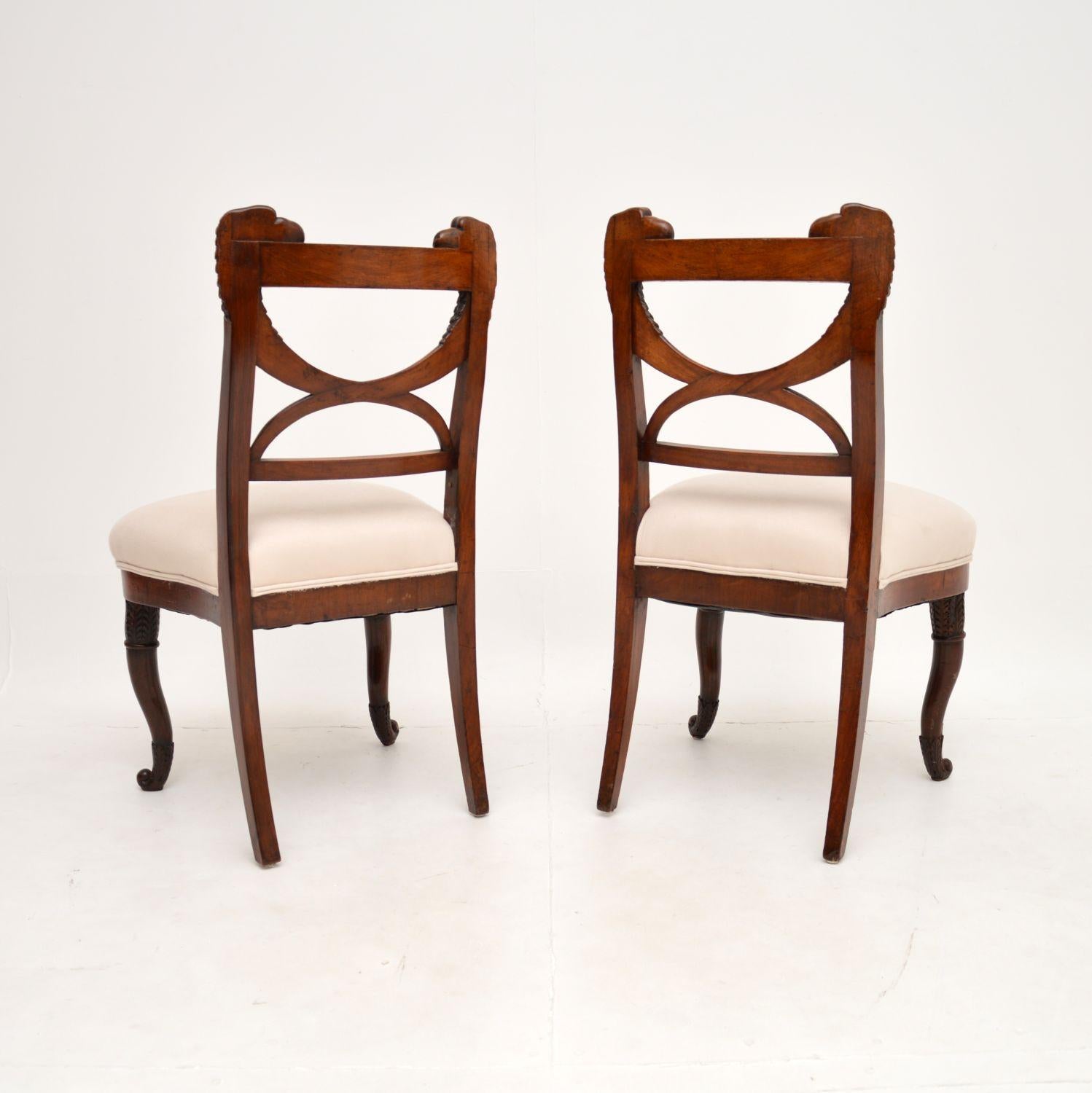 Danish Pair of Antique Carved Side Chairs For Sale
