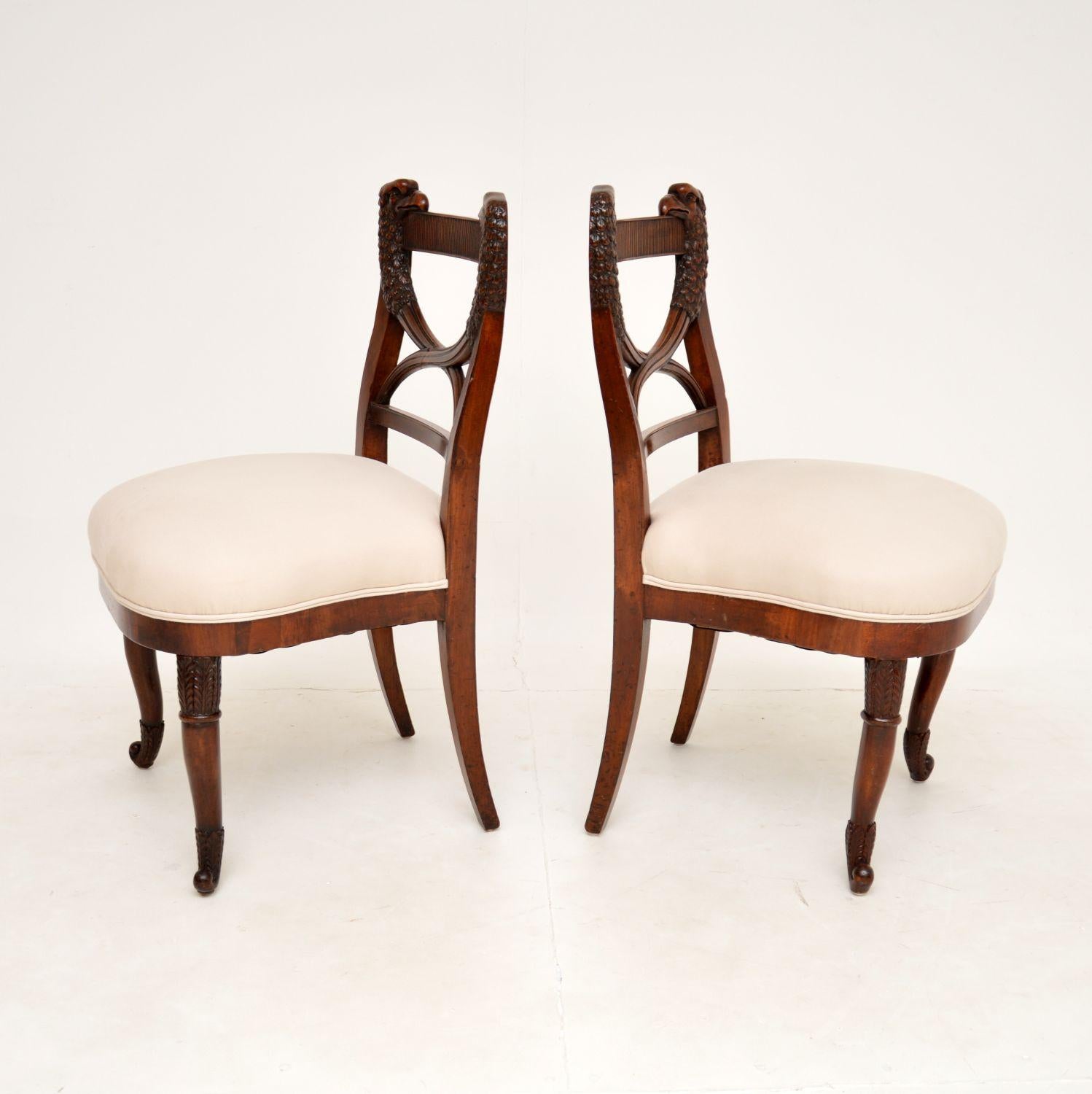 Danish Pair of Antique Regency Carved Side Chairs