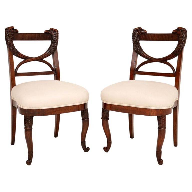 Pair of Antique Carved Side Chairs For Sale at 1stDibs