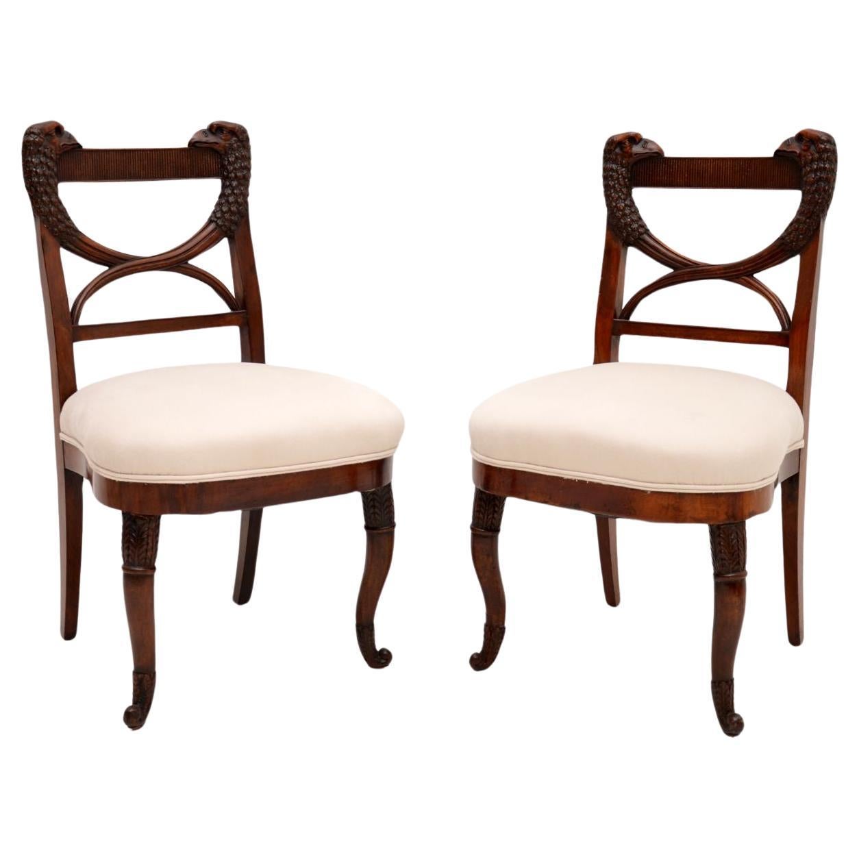 Pair of Antique Carved Side Chairs For Sale