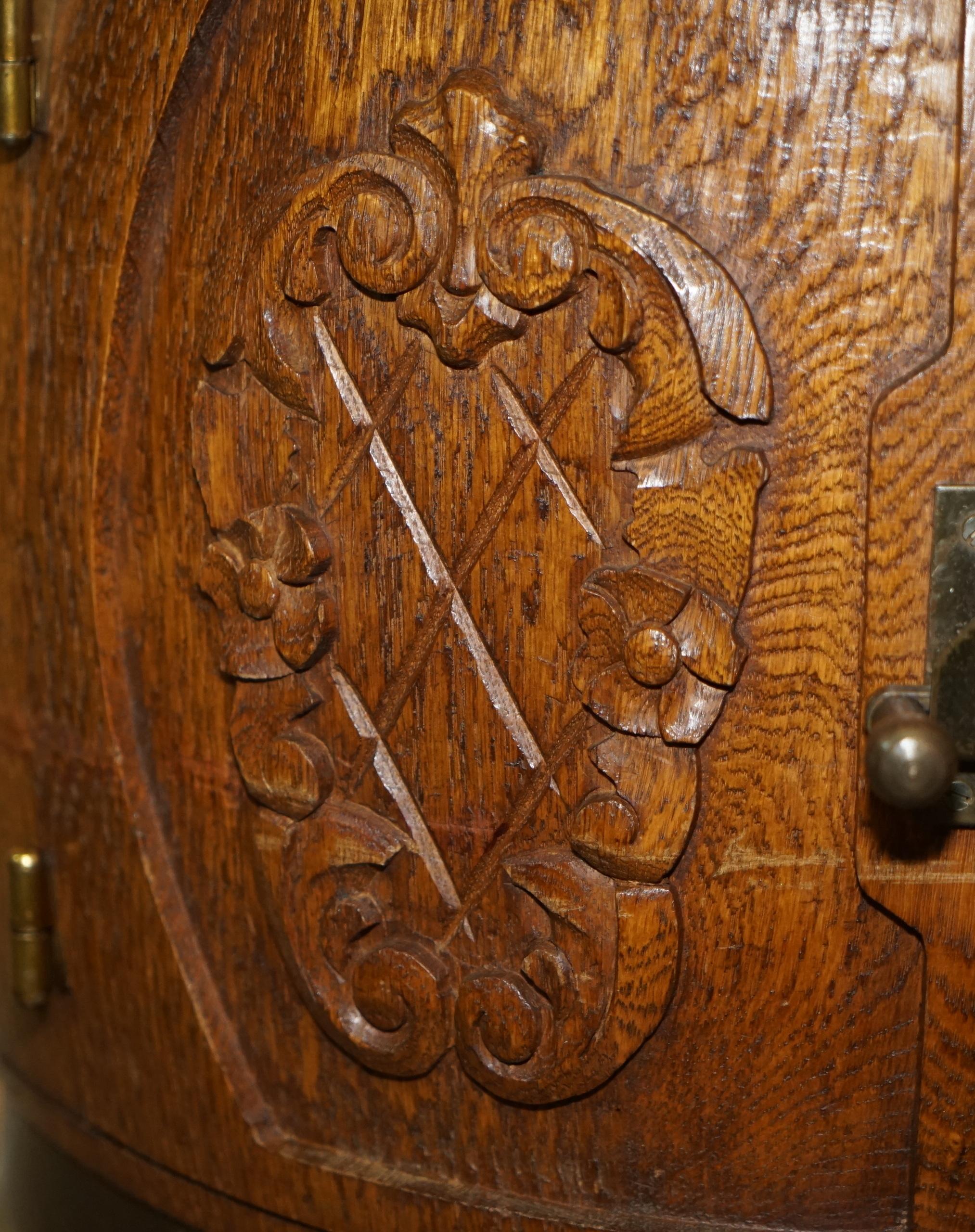 20th Century Pair of Antique Carved Side Table Sized Barrels Made into Bars / Drinks Holders For Sale