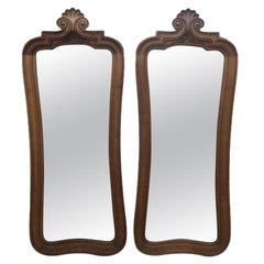 Pair of Antique Carved Solid Walnut Mirrors