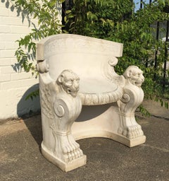 Pair of Antique Carved Stone Throne Chairs, Italy