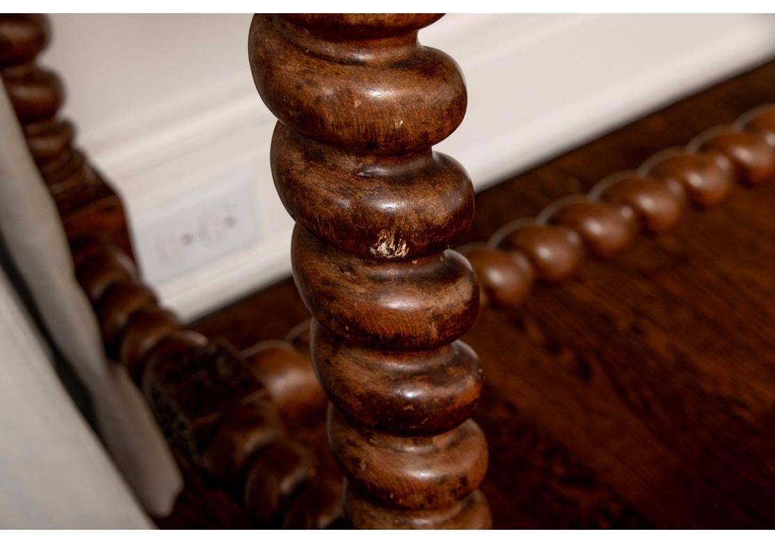 Pair of Antique Carved Walnut Barley Twist Library Tables 5