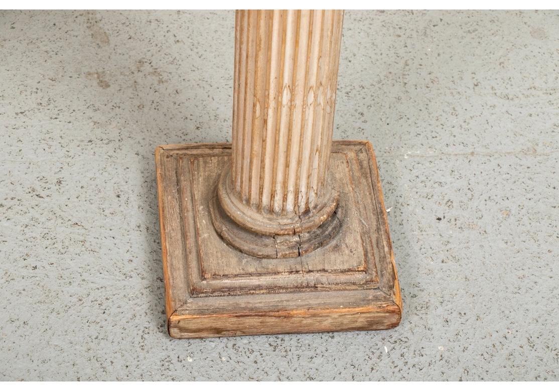 Classical Roman Pair of Antique Carved Wood Column Form Pedestals