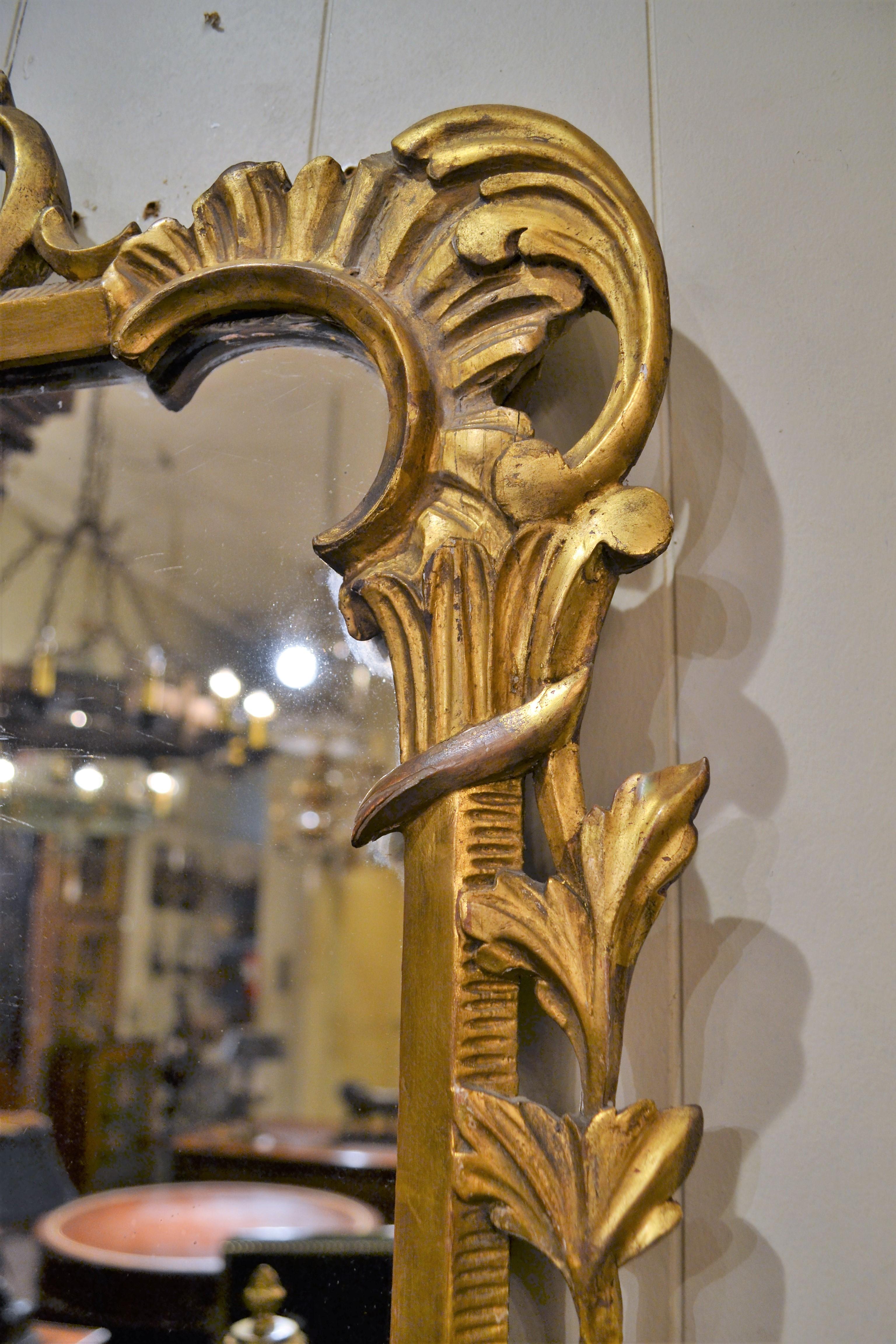 French Pair of Antique Carved Wood Gilt Mirrors