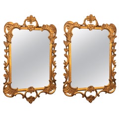 Pair of Antique Carved Wood Gilt Mirrors