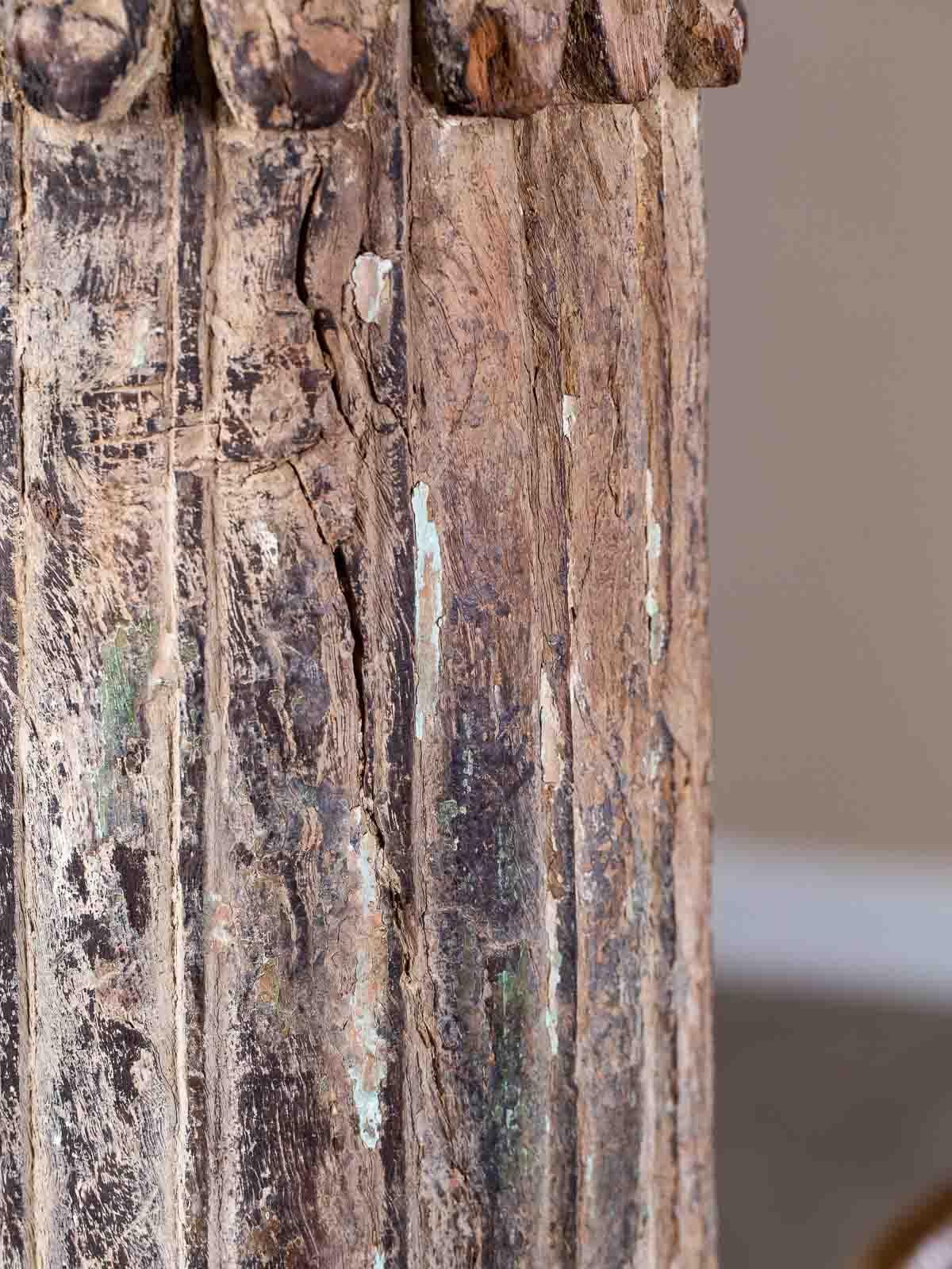 Pair of Antique Carved Wood Pillar Column Floor Lamps from Indonesia, circa 1890 For Sale 7