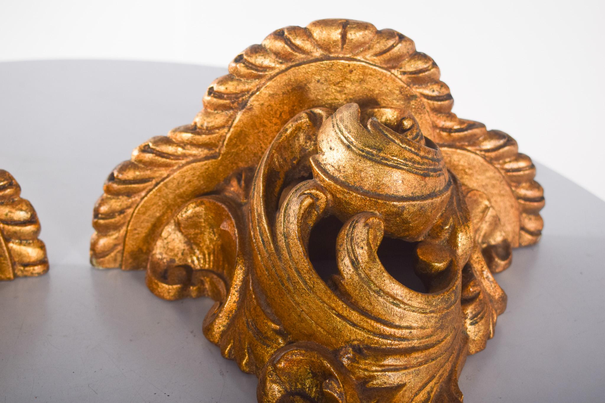 Portuguese Pair of Antique Carved Wooden Pedestals For Sale
