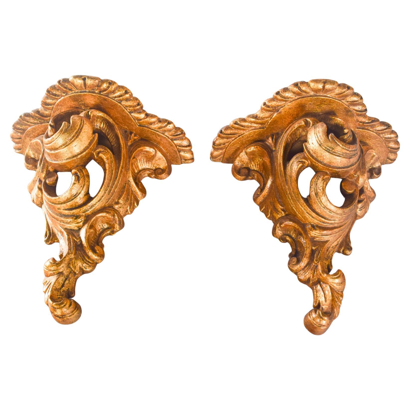 Pair of Antique Carved Wooden Pedestals