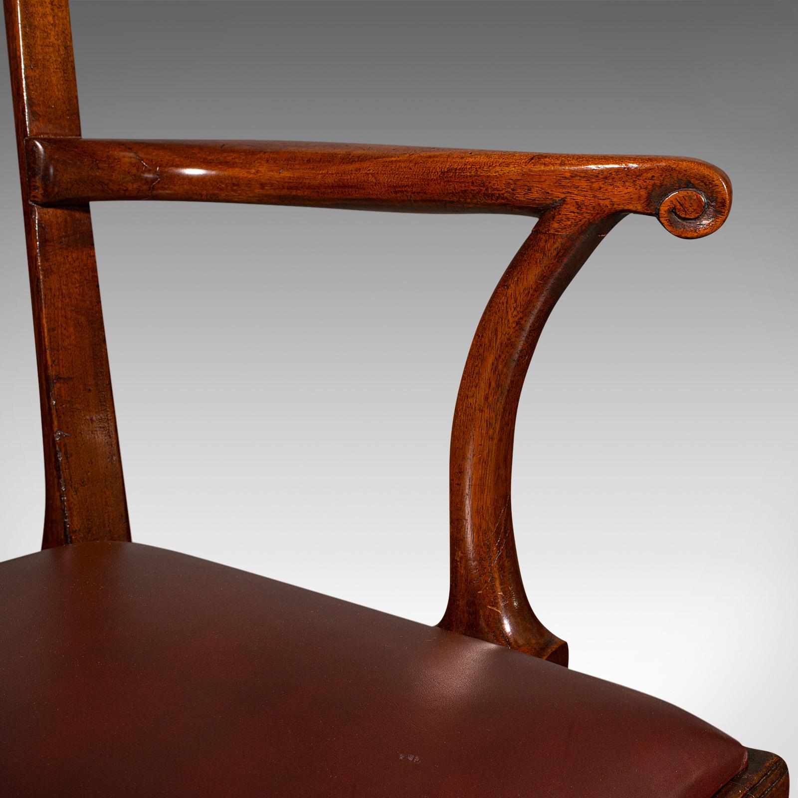 Pair Of Antique Carver Chairs, English, Elbow Seat, Chippendale Taste, Georgian For Sale 3