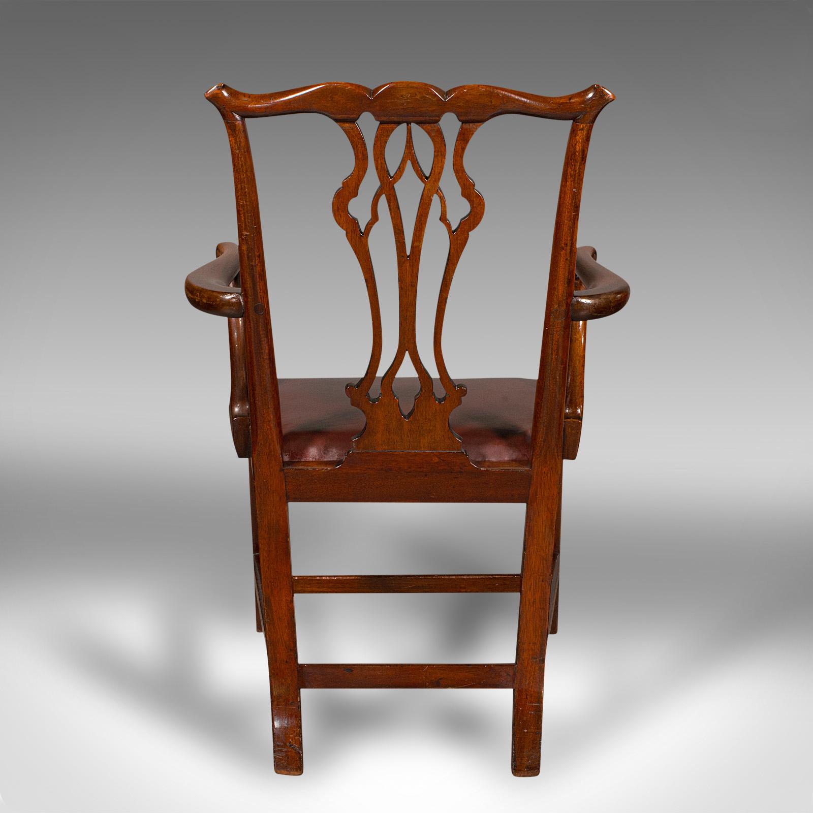 Early 19th Century Pair Of Antique Carver Chairs, English, Elbow Seat, Chippendale Taste, Georgian For Sale