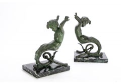 Pair of Antique Cast Bronze Putti Caryatid Figures