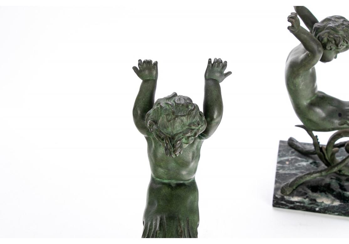 Pair of Antique Cast Bronze Putti Caryatid Figures 2