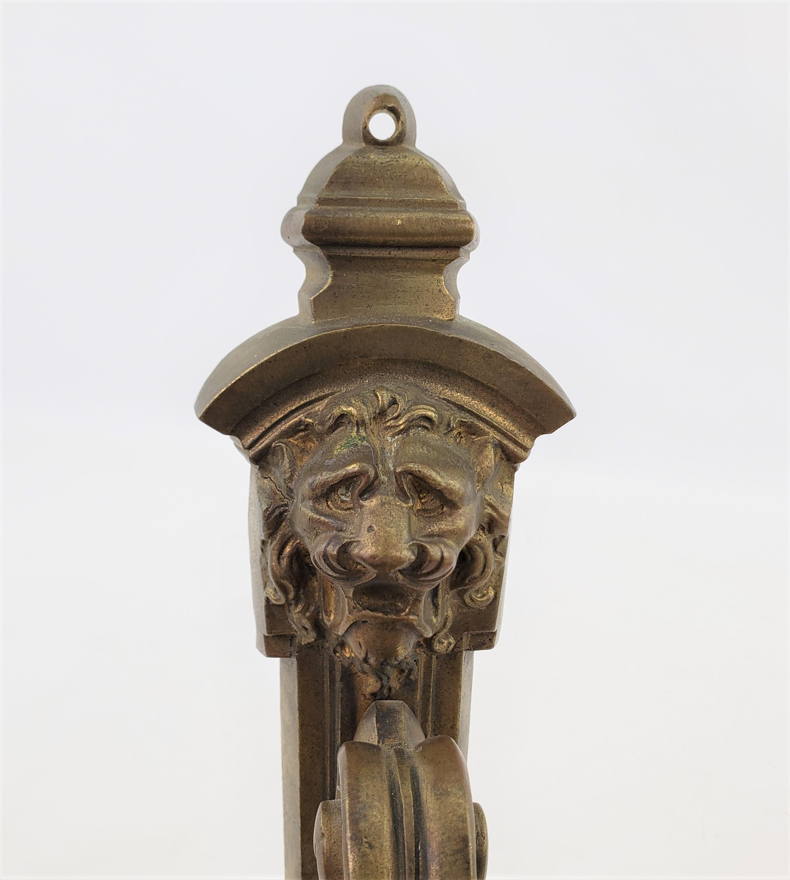 Pair of Antique Cast & Gilt Bronze Candle Sconces with Lion Head Decoration For Sale 3