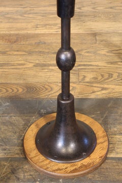 Pair of Antique Cast Iron and Oak Pedestal Stools
