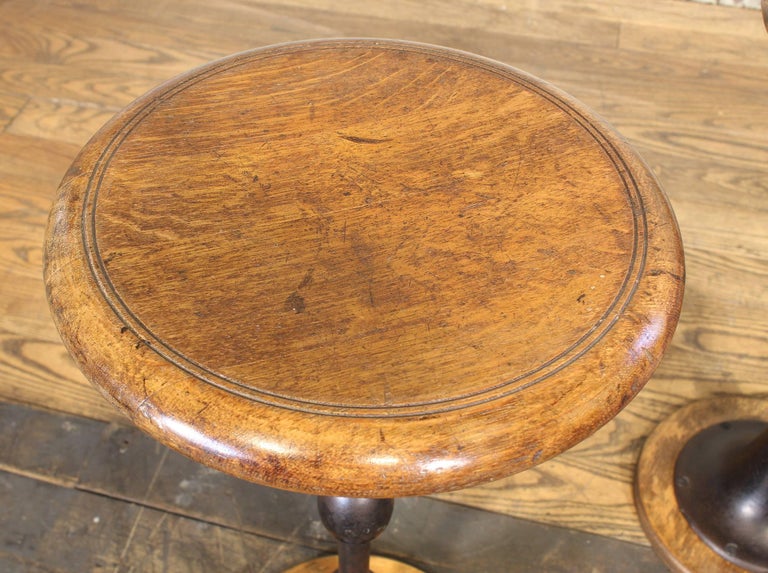 Pair of Antique Cast Iron and Oak Pedestal Stools at 1stDibs