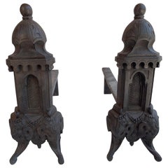 Pair of Antique Cast iron Andirons, Firedogs