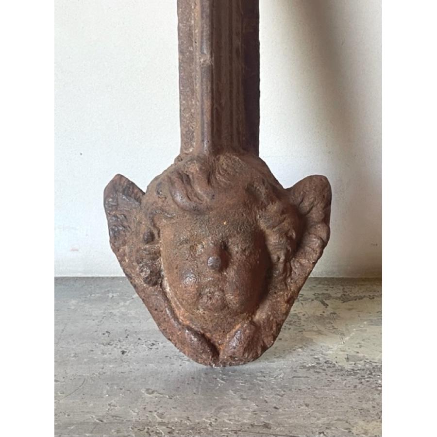 French Pair of Antique Cast Iron Angel Head For Sale