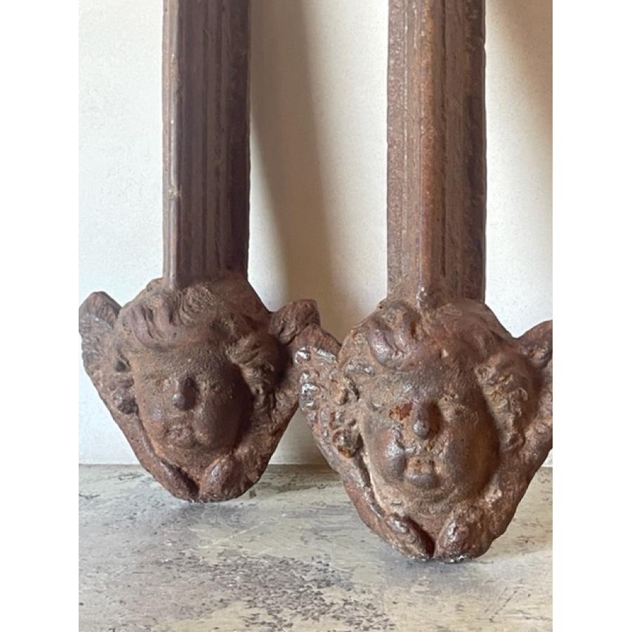 19th Century Pair of Antique Cast Iron Angel Head For Sale