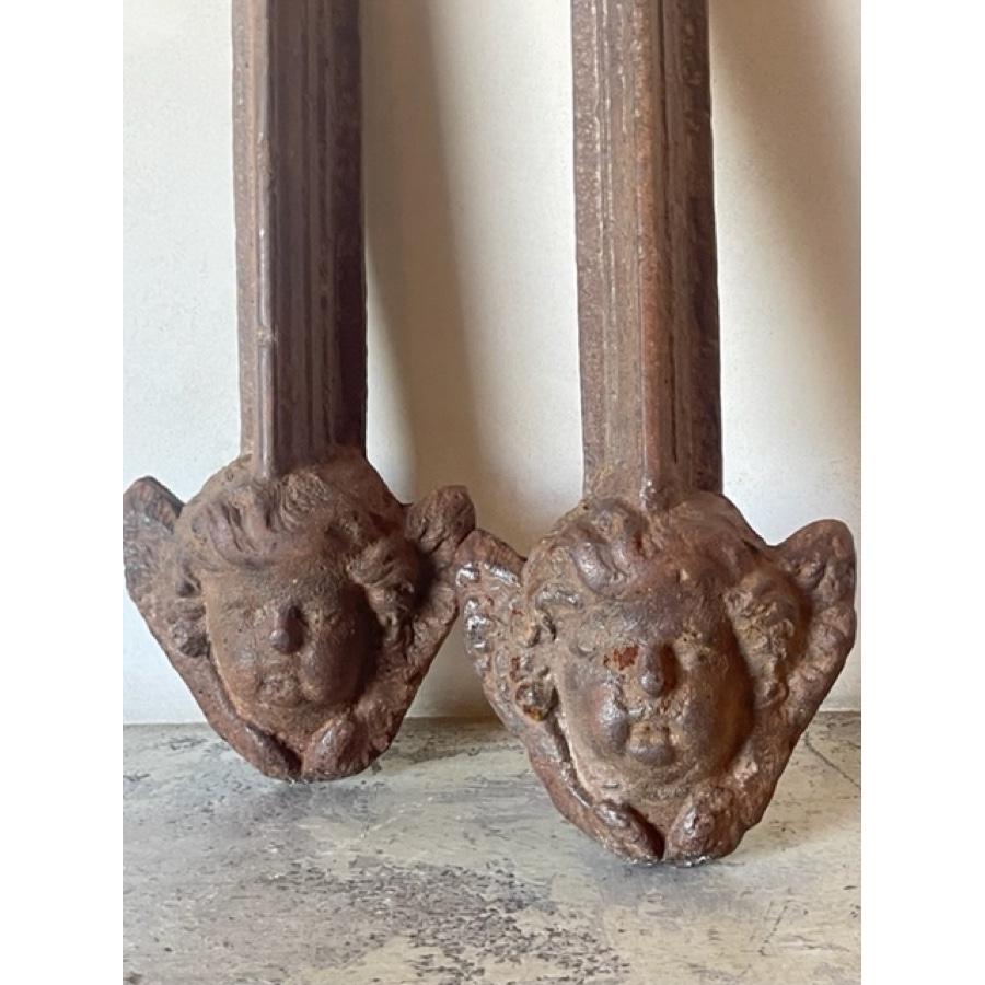 Pair of Antique Cast Iron Angel Head For Sale 1