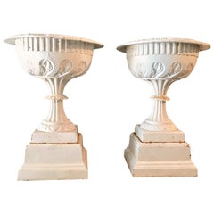 Pair of Antique Cast Iron "Berlin" Urns by M. D. Jones of Boston