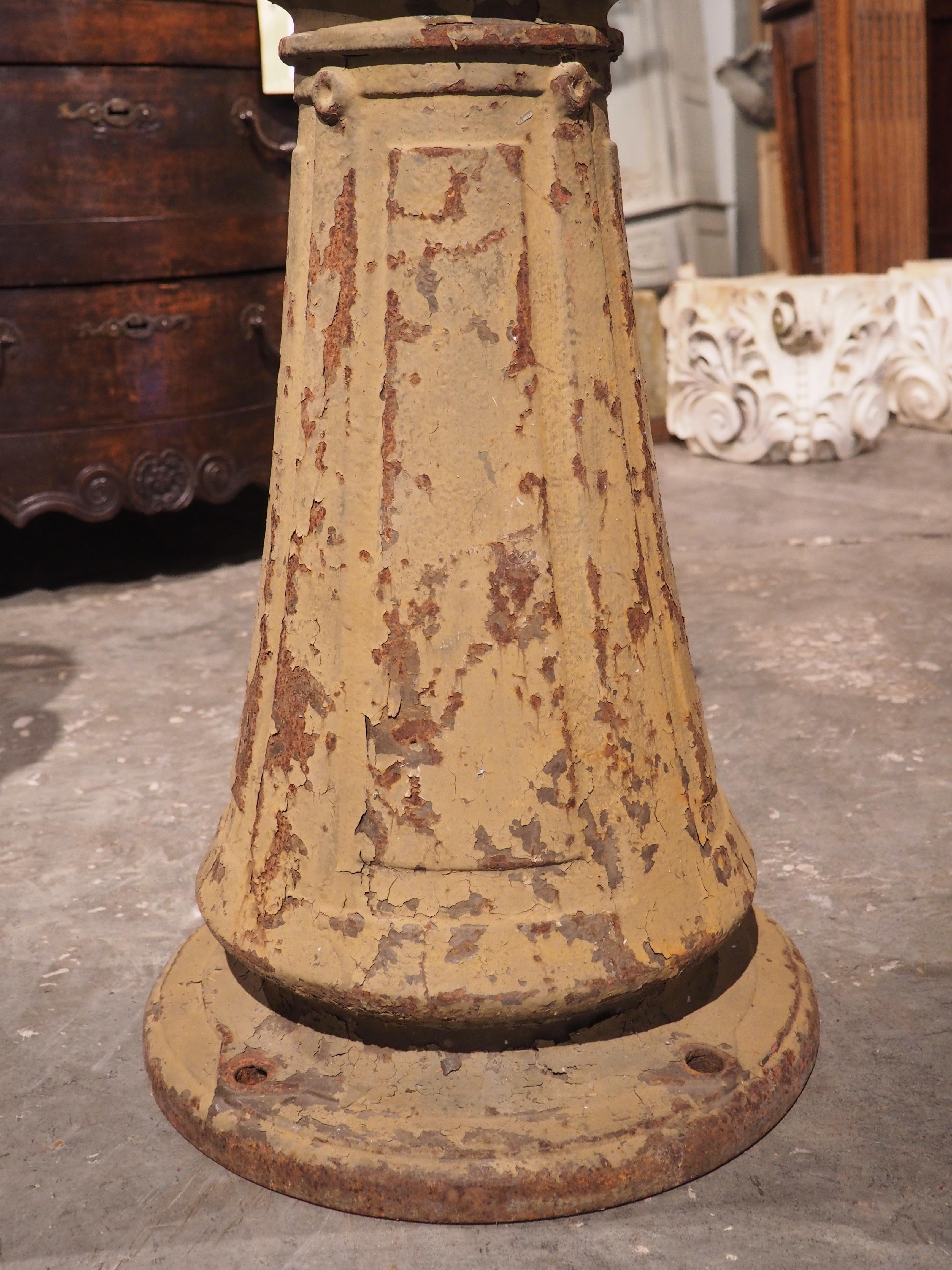 Bollards in their original form were short posts along a wharf’s edge designed to secure boats. Eventually, bollards were adapted for use along roadways, serving as methods of controlling traffic and protecting pedestrians. Our pair of cast iron
