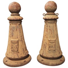 Pair of Used Cast Iron Bollards from La Ciotat, France, Circa 1900