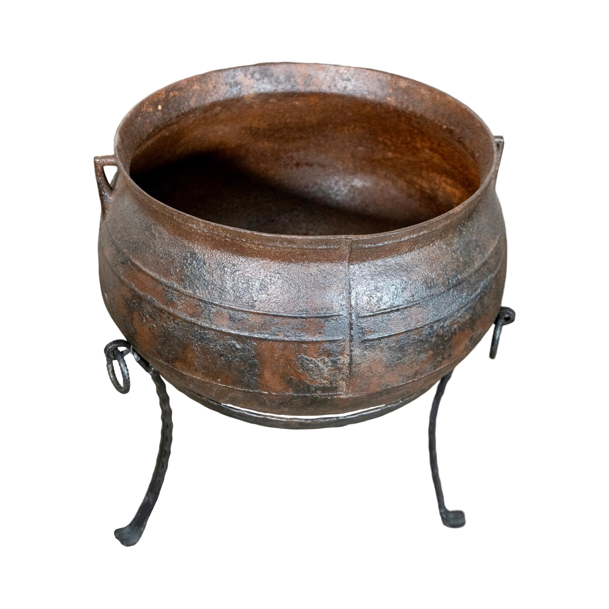 Mid-19th Century Pair of Antique Cast Iron Cauldron Planters