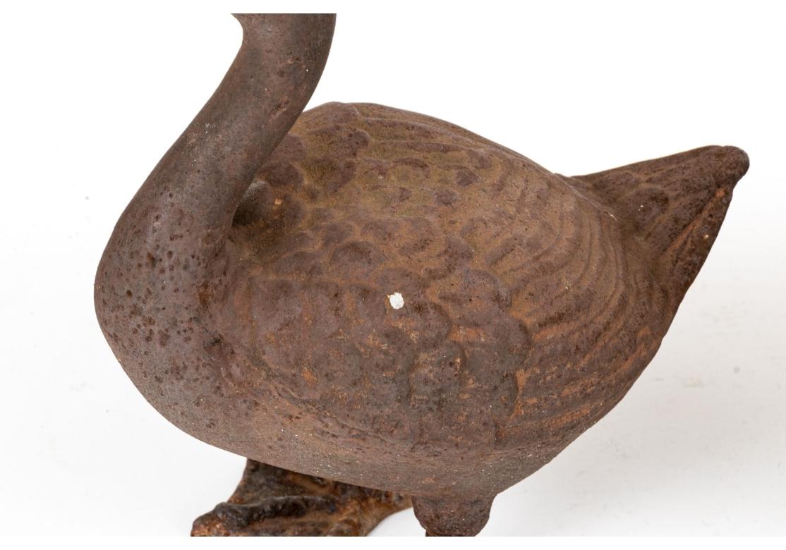 19th Century Pair Of Antique Cast Iron Figures Of Ducks For Sale
