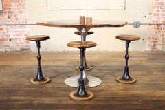 Pair of Antique Cast Iron & Oak Stools