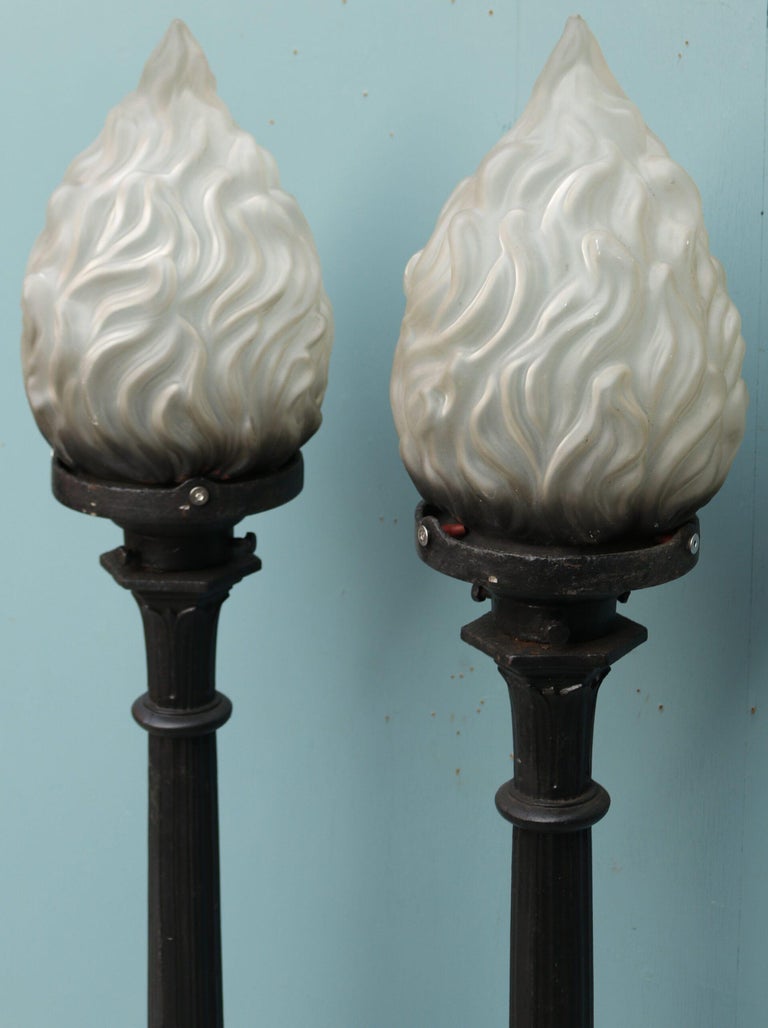 Pair of Antique Cast Iron Outside Lights For Sale at 1stDibs